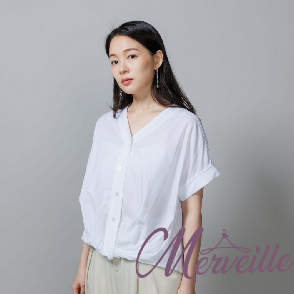 正韓V領打結衫~白色